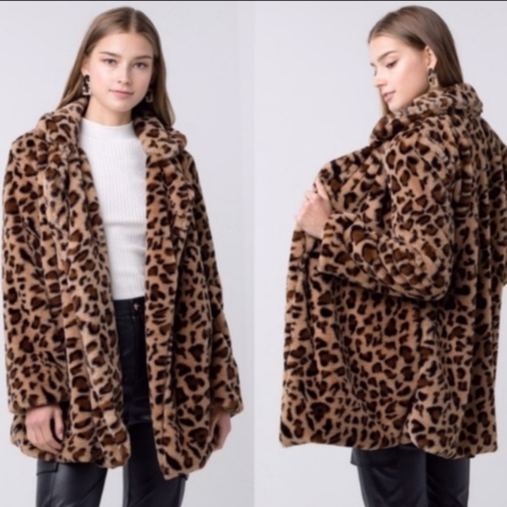 Vegan Animal Print Fur Jacket